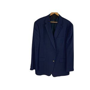 Hart Schaffner Marx Men's Blazer Blue Lined Notch Lapel Two Button Vented 46R‎